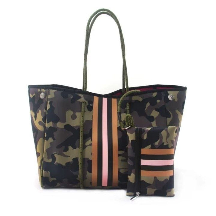 State of Escape Neoprene Tote Bag in Vibrant Blue and Yellow