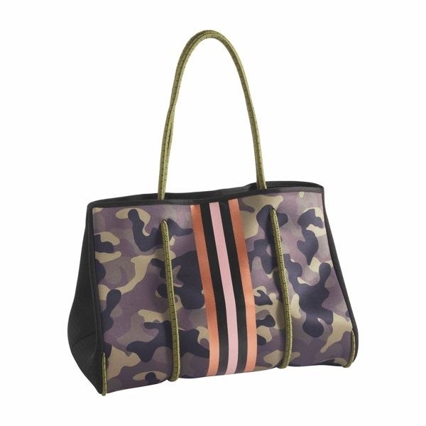 State of Escape Neoprene Tote Bag in Vibrant Blue and Yellow
