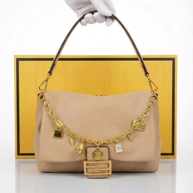 Fendi Jumbo Signature Shoulder Bag with Decorative Chain