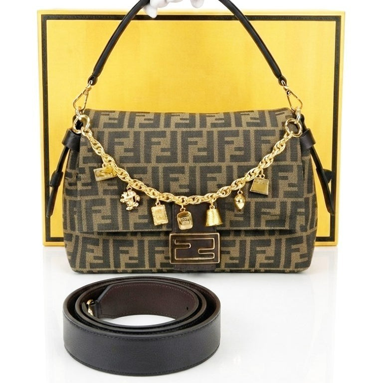 Fendi Jumbo Signature Shoulder Bag with Decorative Chain