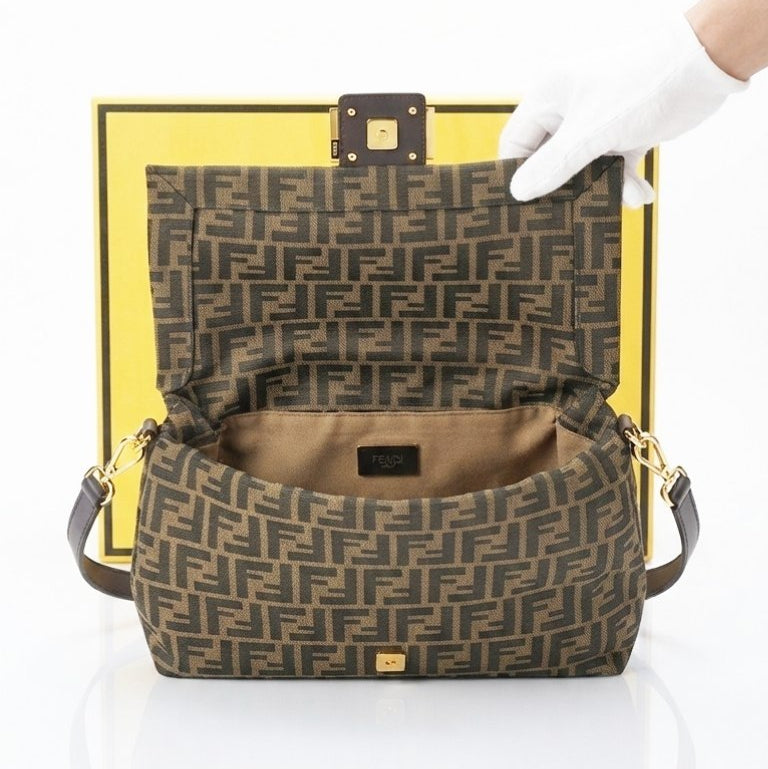 Fendi Jumbo Signature Shoulder Bag with Decorative Chain