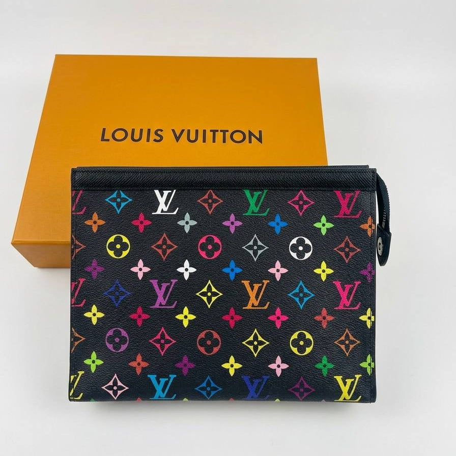 Louis Vuitton Multicolore Monogram Clutch in White