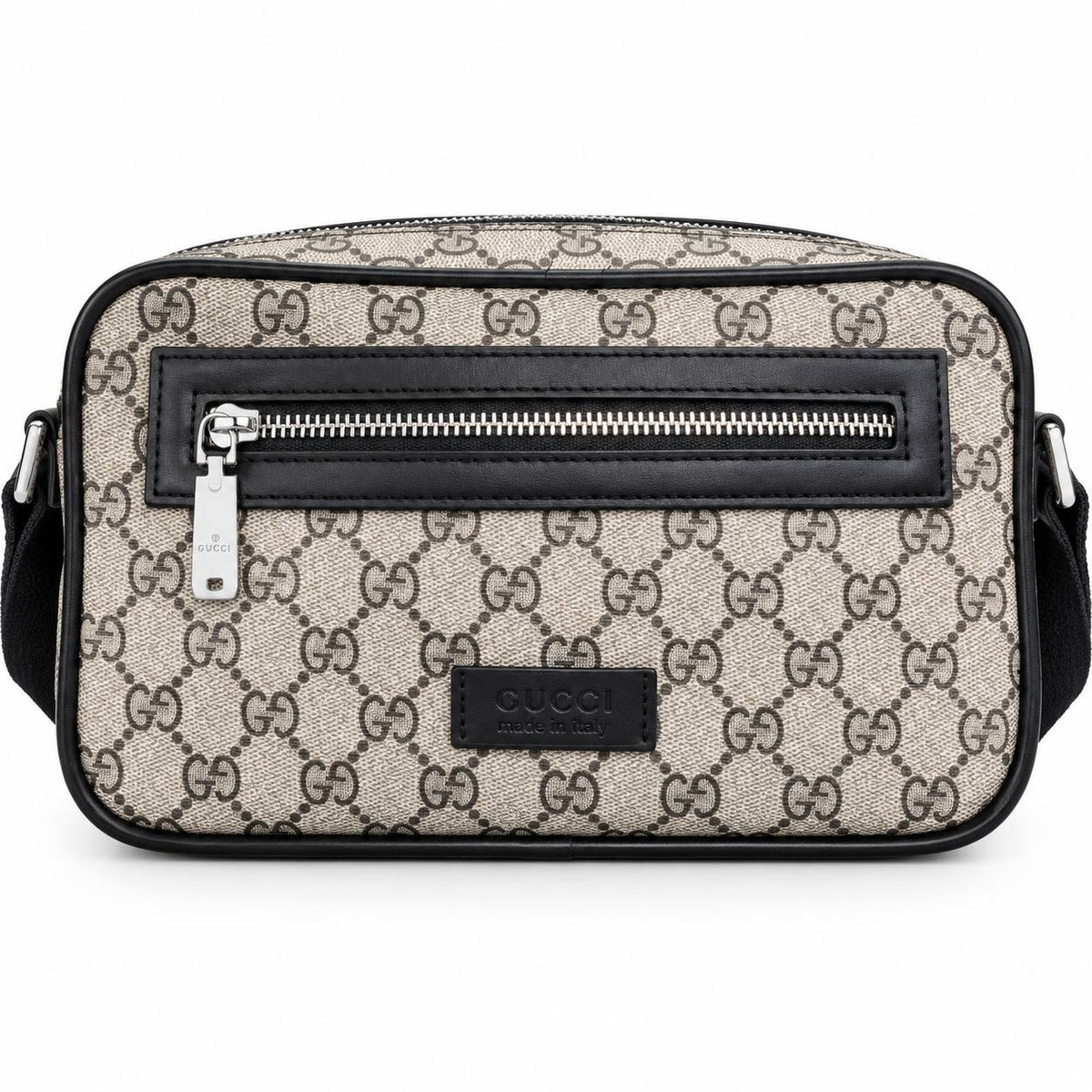 Gucci GG Supreme Canvas Crossbody Bag with Leather Trim