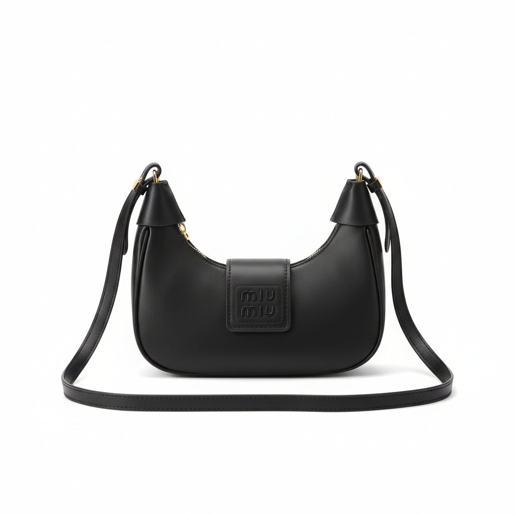 Miu Miu Crescent Shoulder Bag in Sleek Black