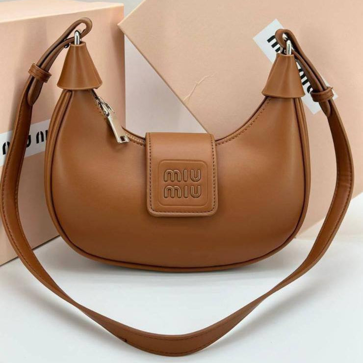 Miu Miu Crescent Shoulder Bag in Sleek Black