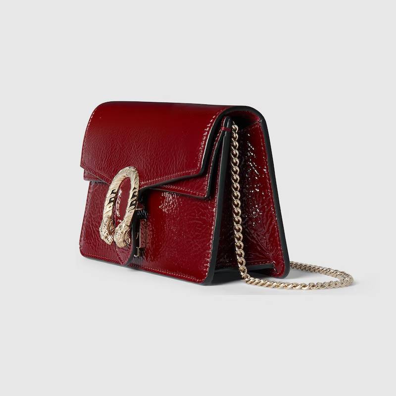 Gucci Dionysus Patent Leather Chain Bag in Deep Red