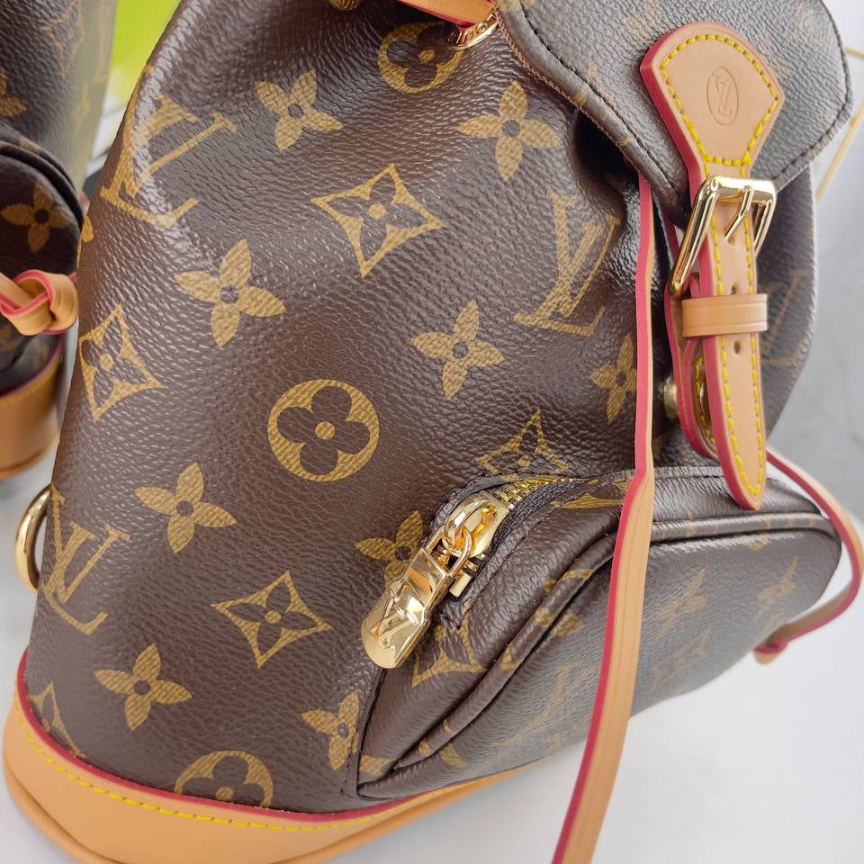 Monogram Leather Signature Backpack with Buckle Closure