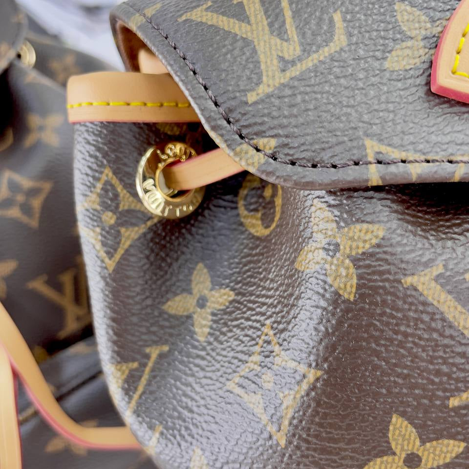 Monogram Leather Signature Backpack with Buckle Closure