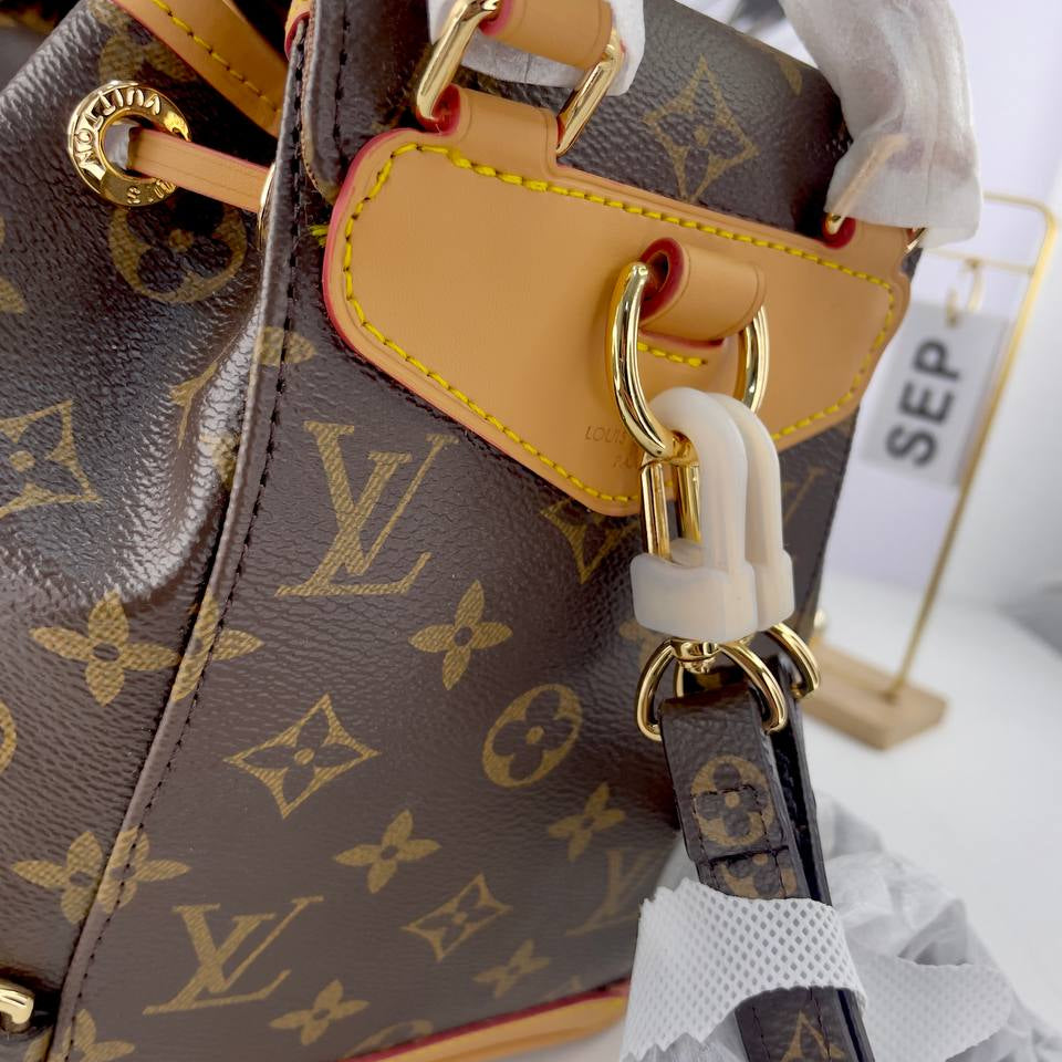 Monogram Leather Signature Backpack with Buckle Closure