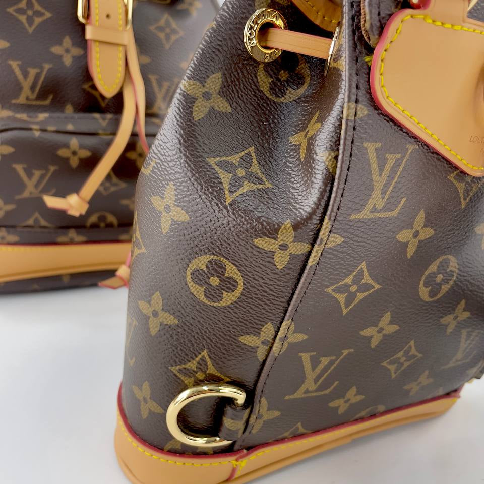 Monogram Leather Signature Backpack with Buckle Closure