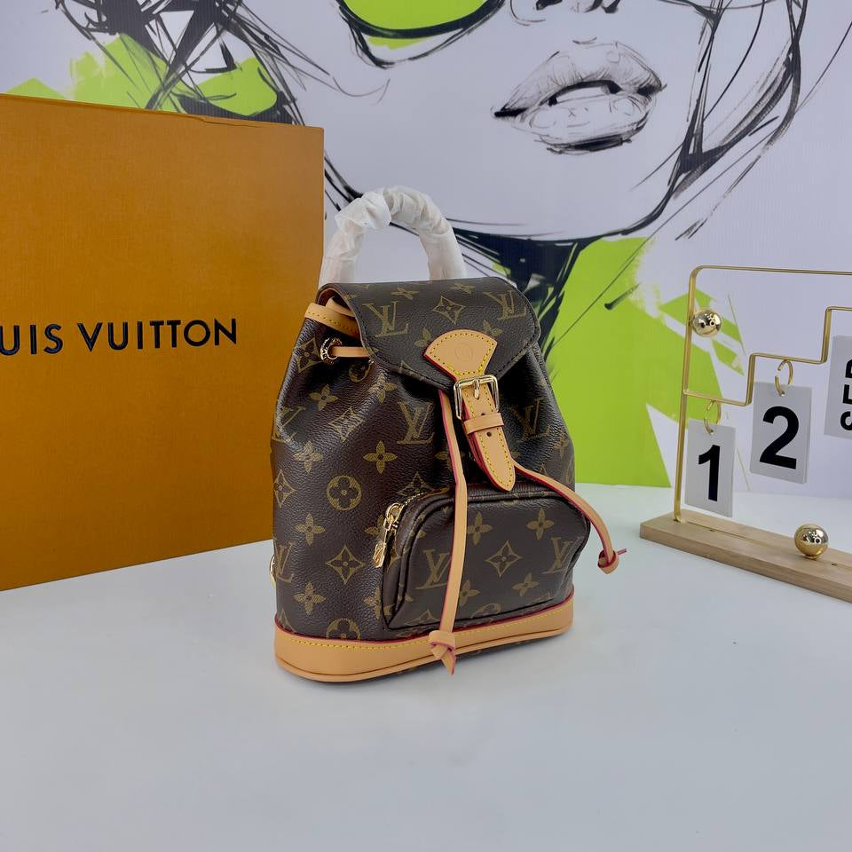 Monogram Leather Signature Backpack with Buckle Closure