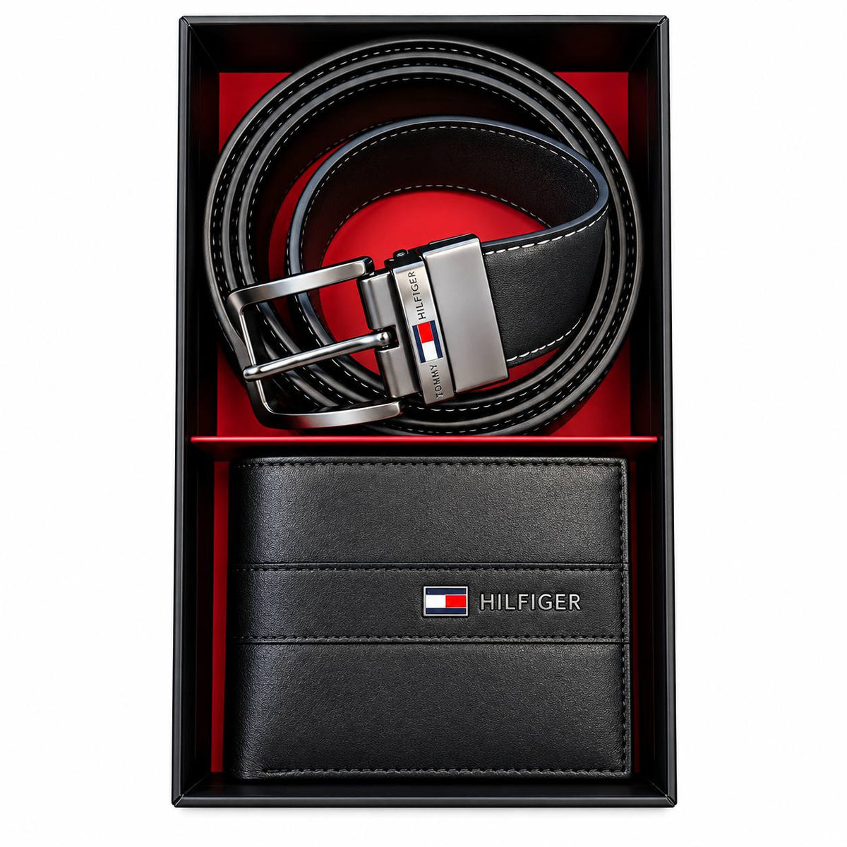 Tommy Hilfiger Leather Wallet and Belt Gift Set