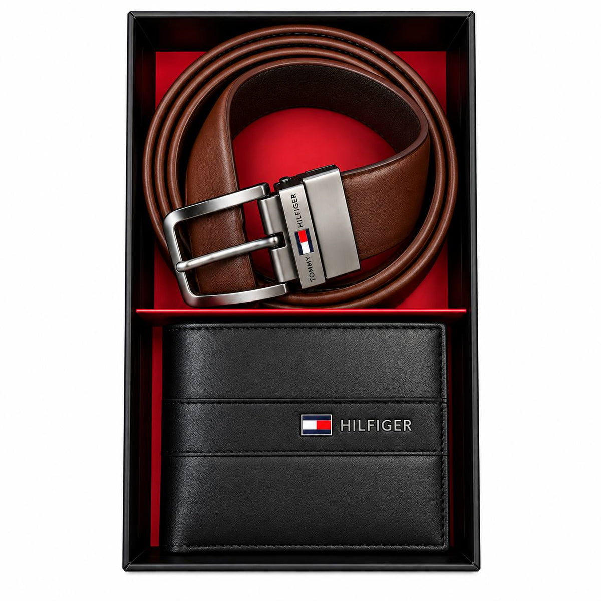 Tommy Hilfiger Leather Wallet and Belt Gift Set