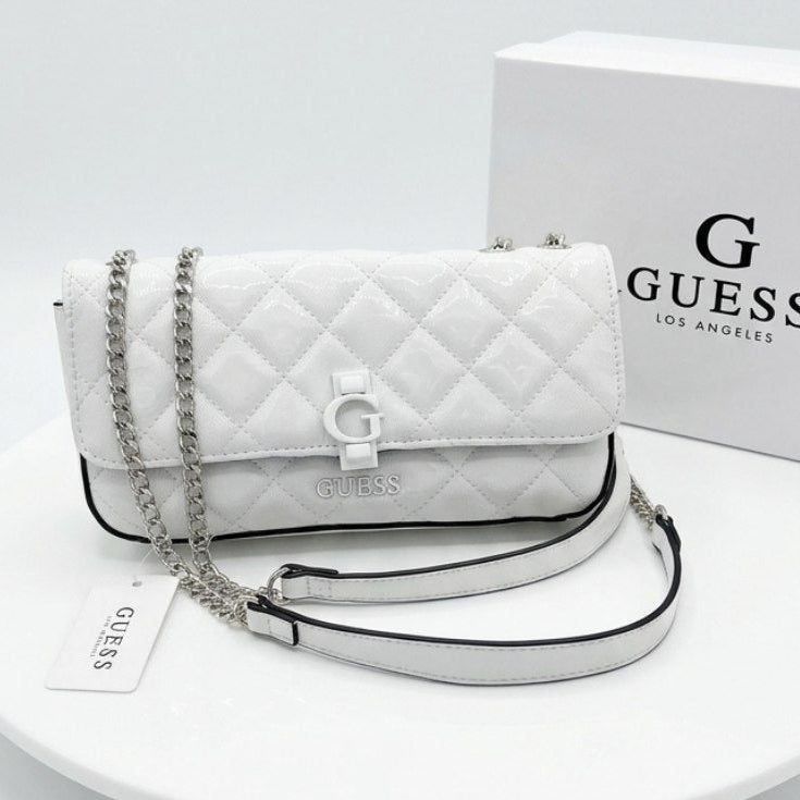 Guess White Shiny Leather Bag 🤍✨