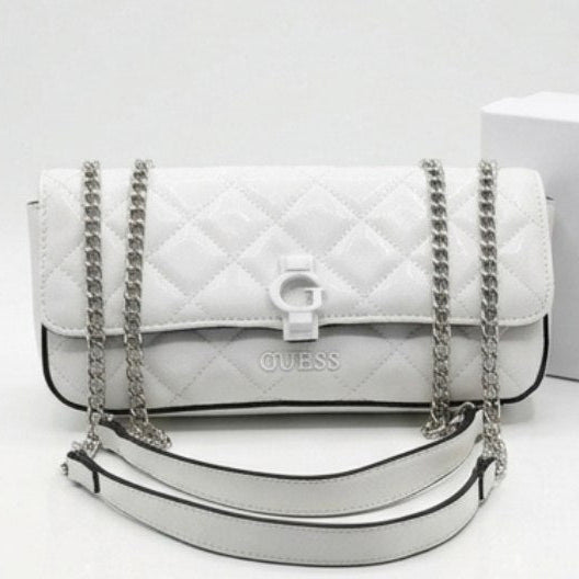 Guess White Shiny Leather Bag 🤍✨