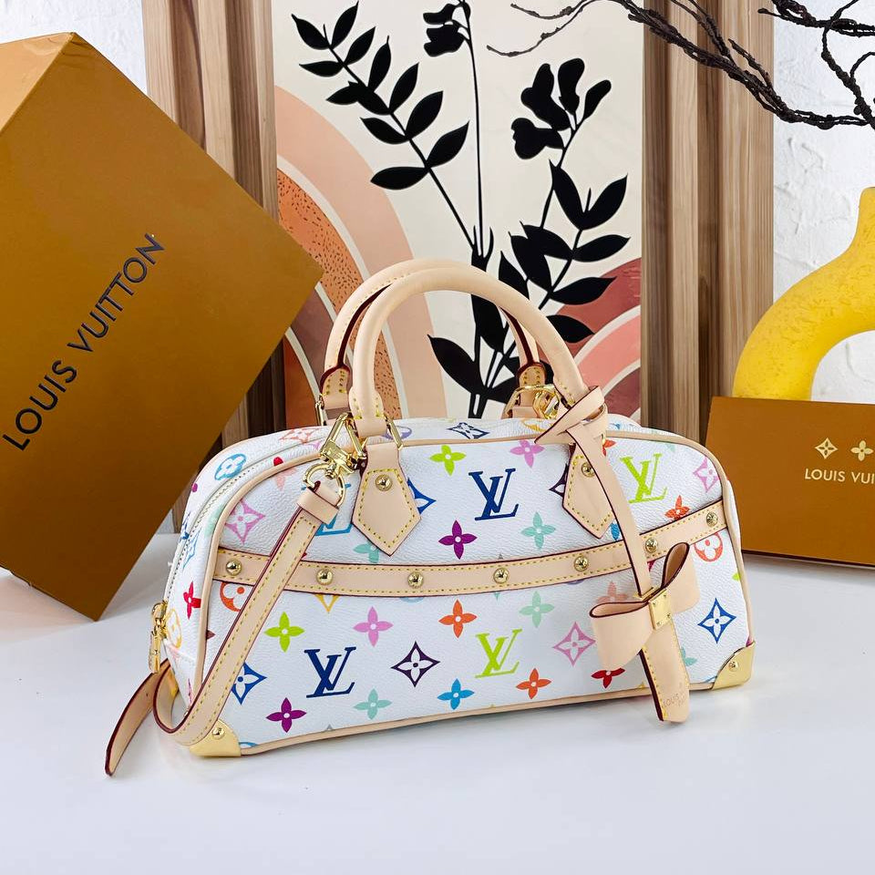 Multicolor Monogram Bow Satchel with Gold Tone Hardware 🎀👜