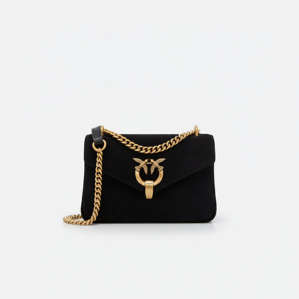 Pinko Black Mirror Original Bag with Gold Chain Detail ✨👜