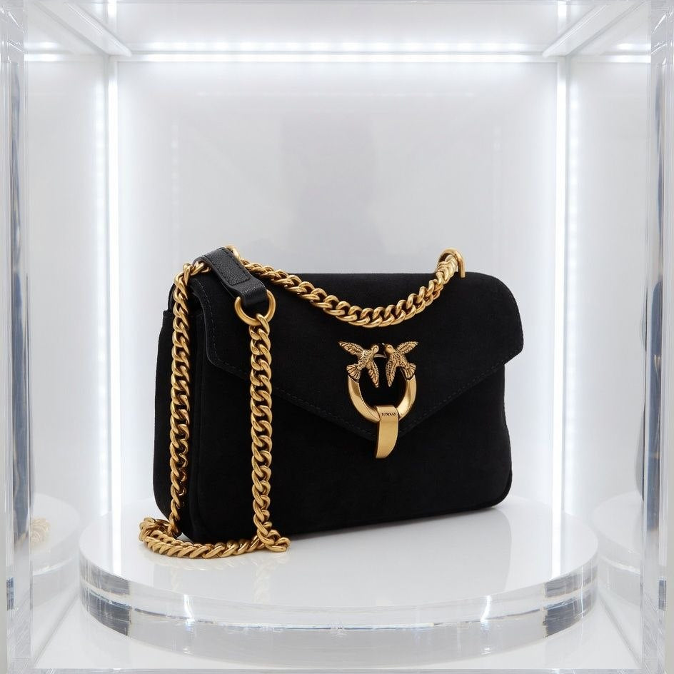 Pinko Black Mirror Original Bag with Gold Chain Detail ✨👜