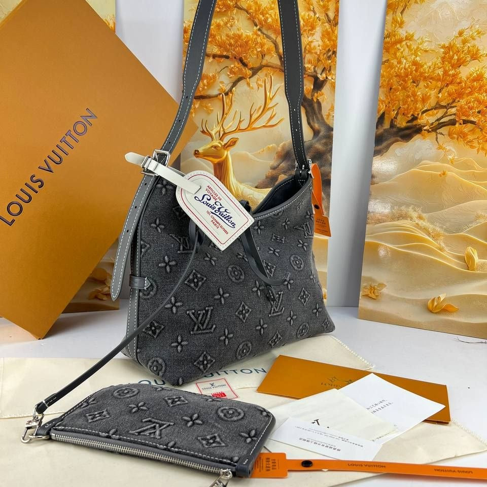 Louis Vuitton Monogram Denim Shoulder Bag in Grey 👜✨