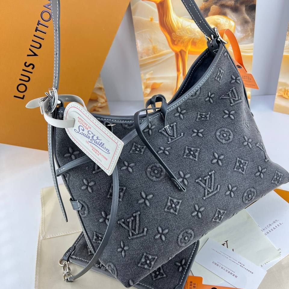 Louis Vuitton Monogram Denim Shoulder Bag in Grey 👜✨