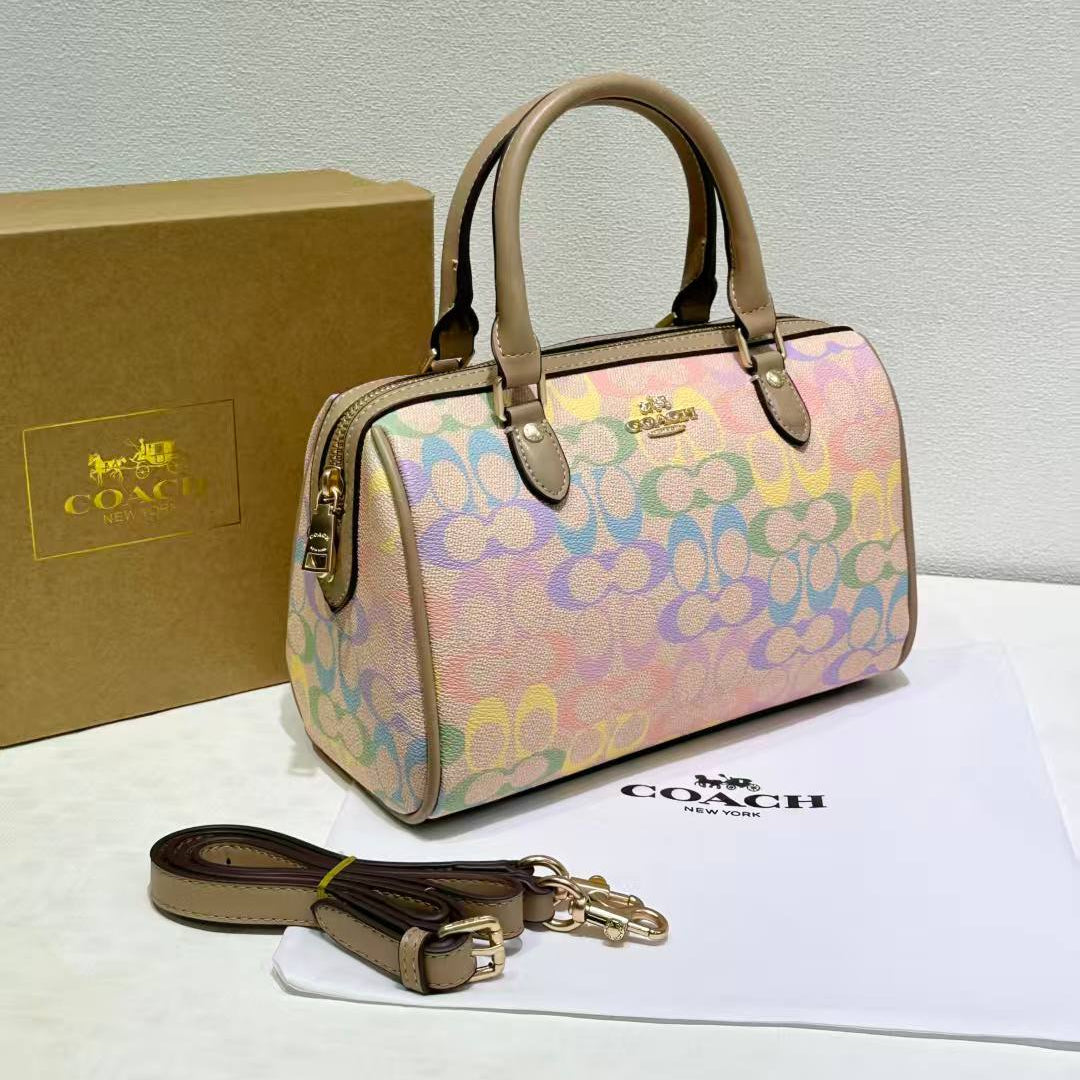 Coach Signature Rainbow Monogram Satchel in Pastel Multi 🌈👜