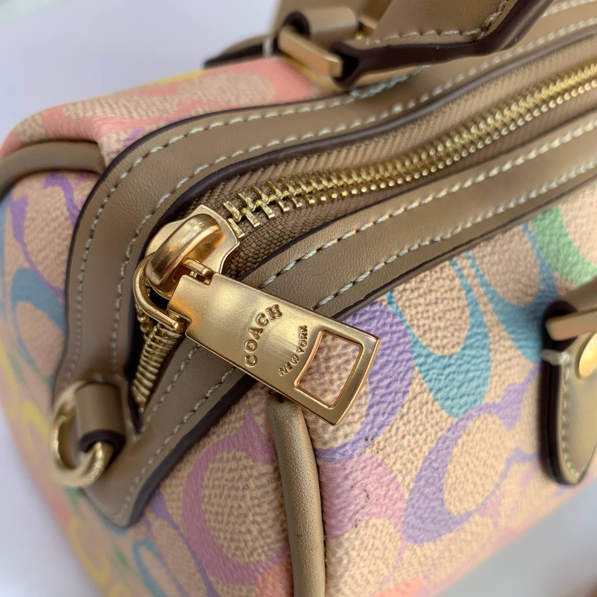 Coach Signature Rainbow Monogram Satchel in Pastel Multi 🌈👜