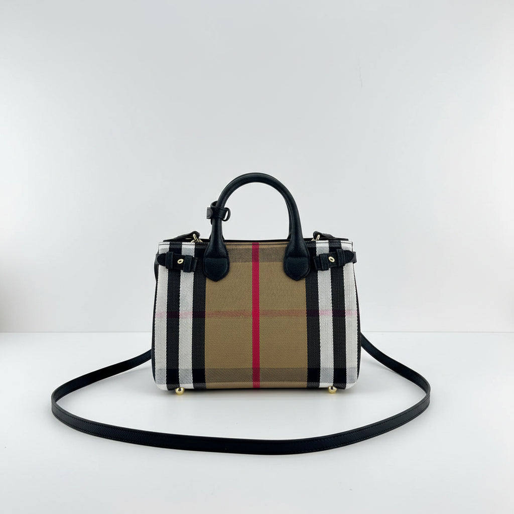 Burberry Signature Check Pattern Structured Handbag