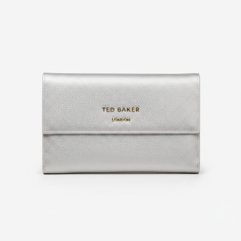Ted Baker London Metallic Silver Passport and Travel Wallet Set