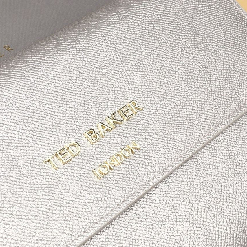 Ted Baker London Metallic Silver Passport and Travel Wallet Set