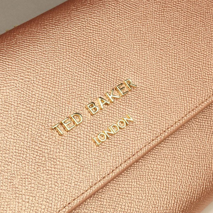 Ted Baker London Metallic Silver Passport and Travel Wallet Set