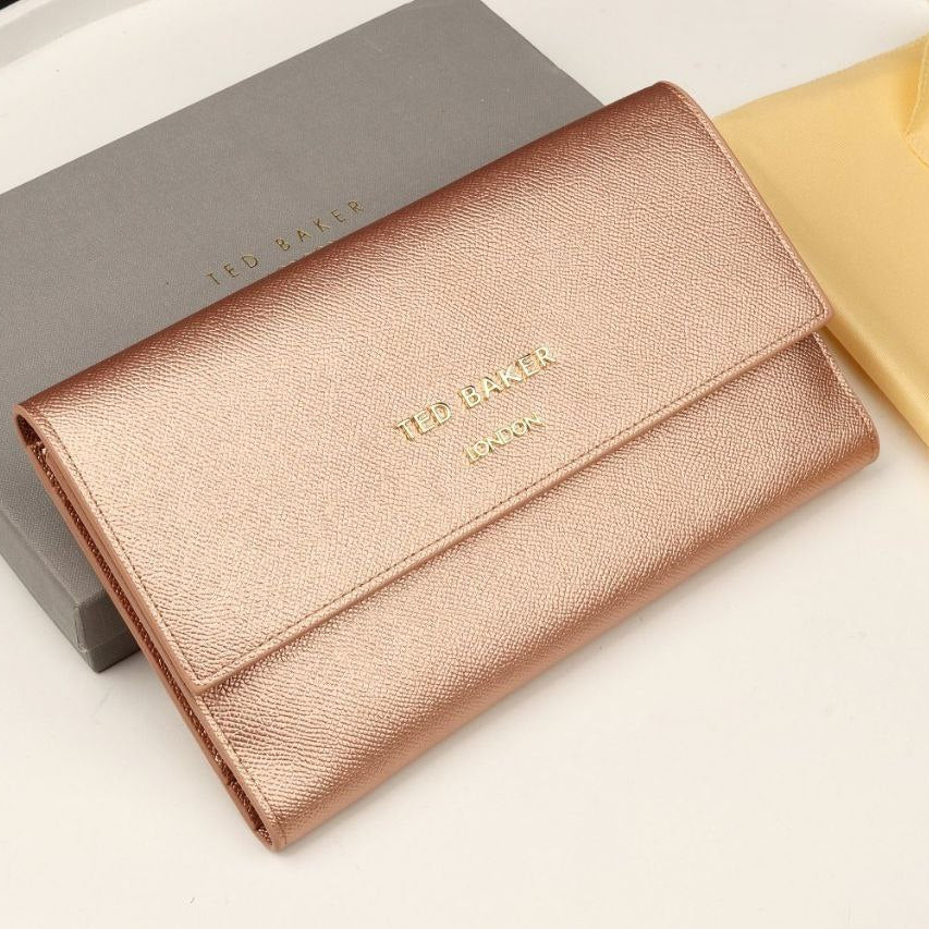 Ted Baker London Metallic Silver Passport and Travel Wallet Set