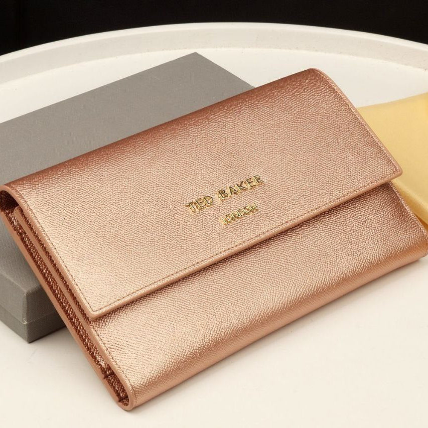 Ted Baker London Metallic Silver Passport and Travel Wallet Set