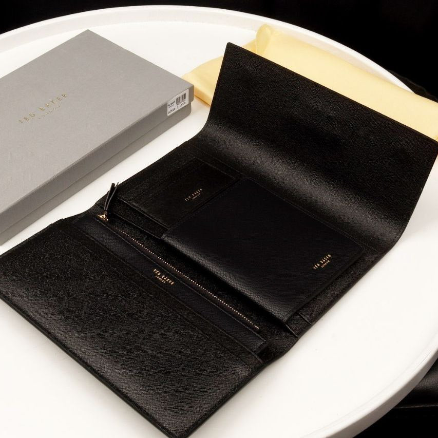 Ted Baker London Metallic Silver Passport and Travel Wallet Set