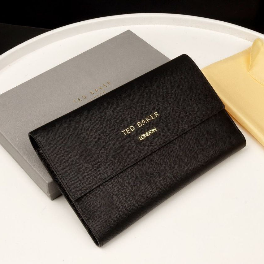 Ted Baker London Metallic Silver Passport and Travel Wallet Set