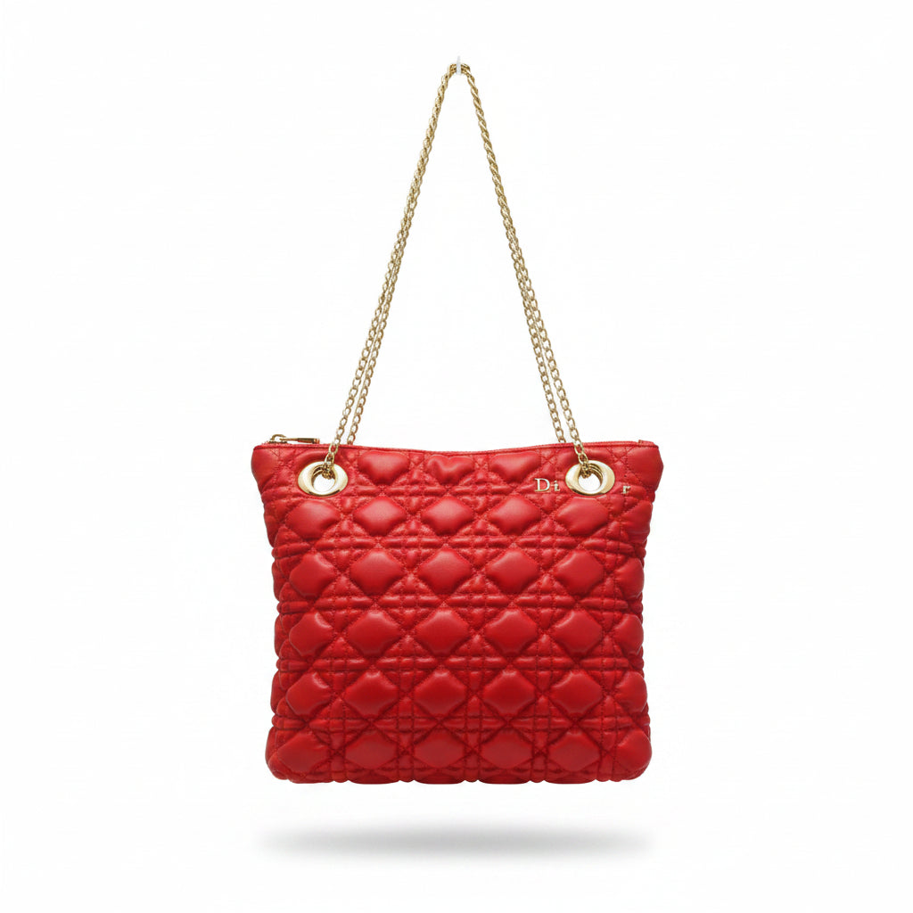 Dior Quilted Shoulder Bag with Gold Tone Chain Straps