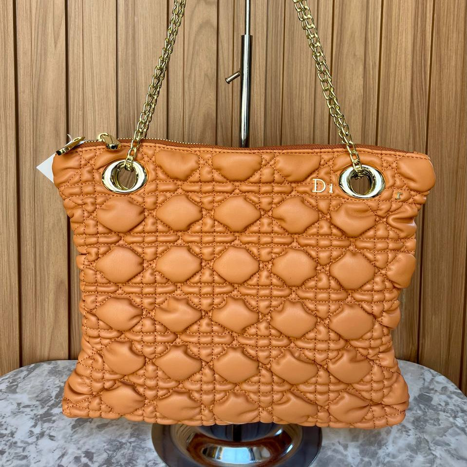 Dior Quilted Shoulder Bag with Gold Tone Chain Straps