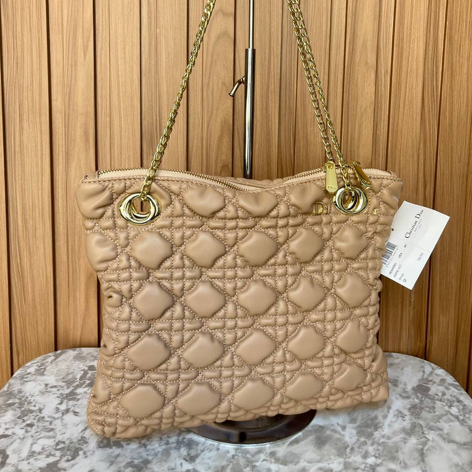 Dior Quilted Shoulder Bag with Gold Tone Chain Straps