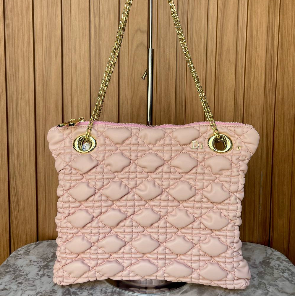Dior Quilted Shoulder Bag with Gold Tone Chain Straps