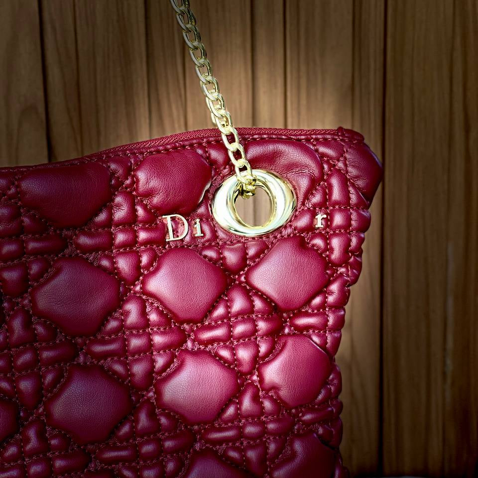 Dior Quilted Shoulder Bag with Gold Tone Chain Straps