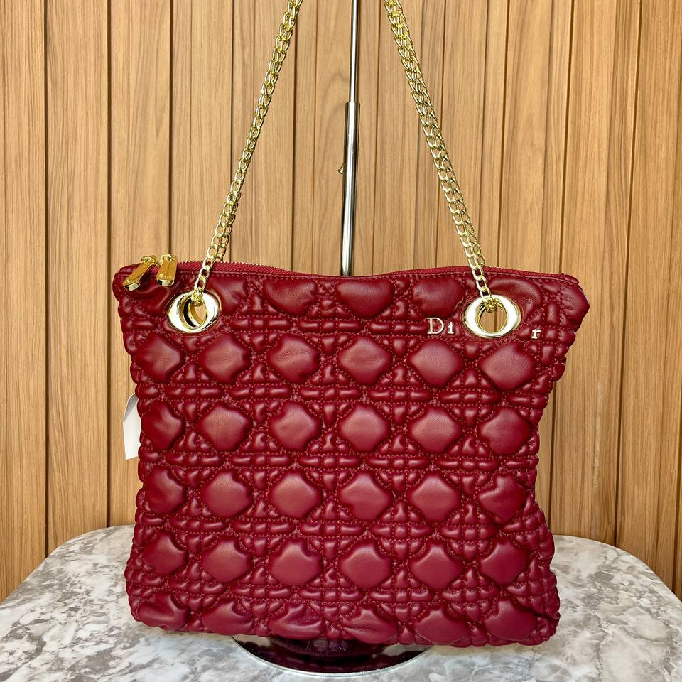 Dior Quilted Shoulder Bag with Gold Tone Chain Straps