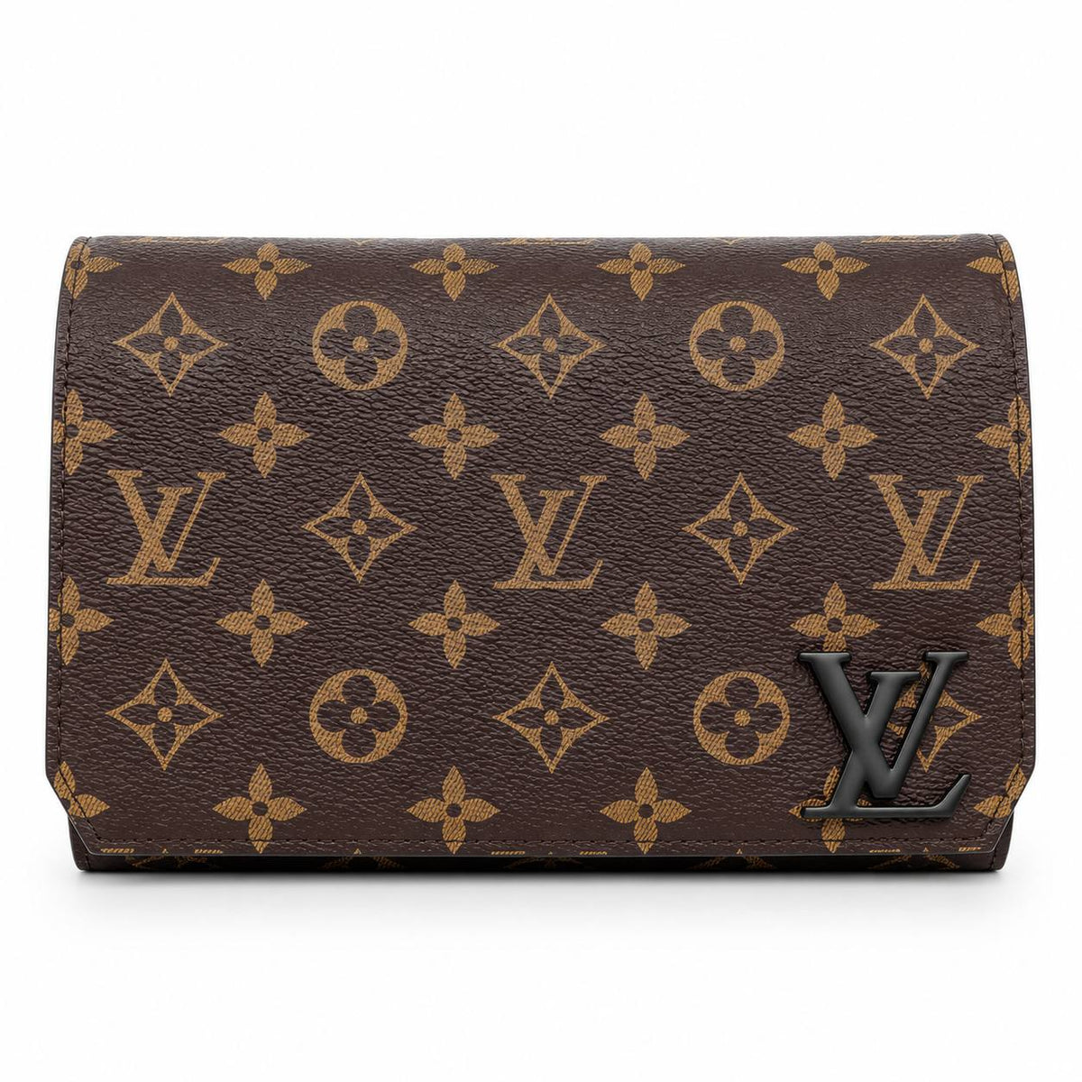 Louis Vuitton Monogram Canvas Clutch with Matte Black Emblem