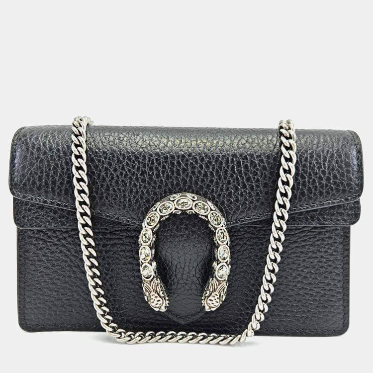 Gucci Dionysus Leather Chain Wallet with Tiger Head Closure