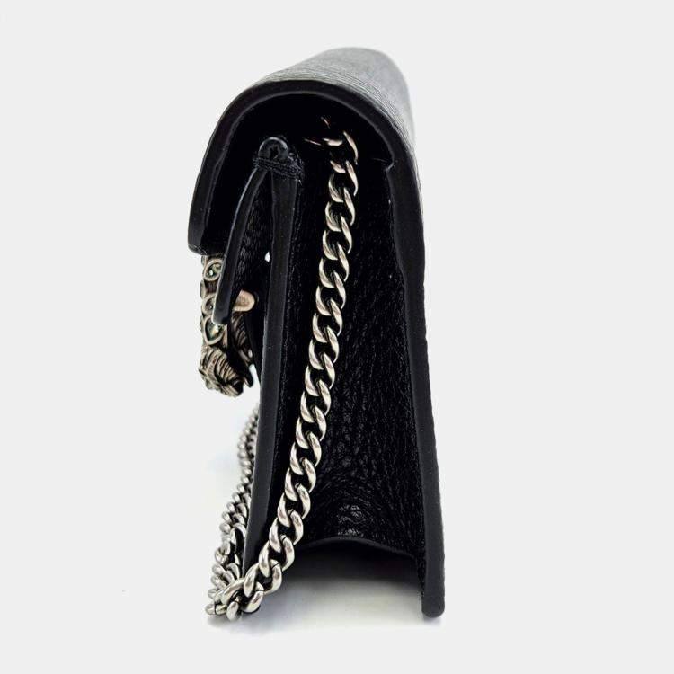 Gucci Dionysus Leather Chain Wallet with Tiger Head Closure