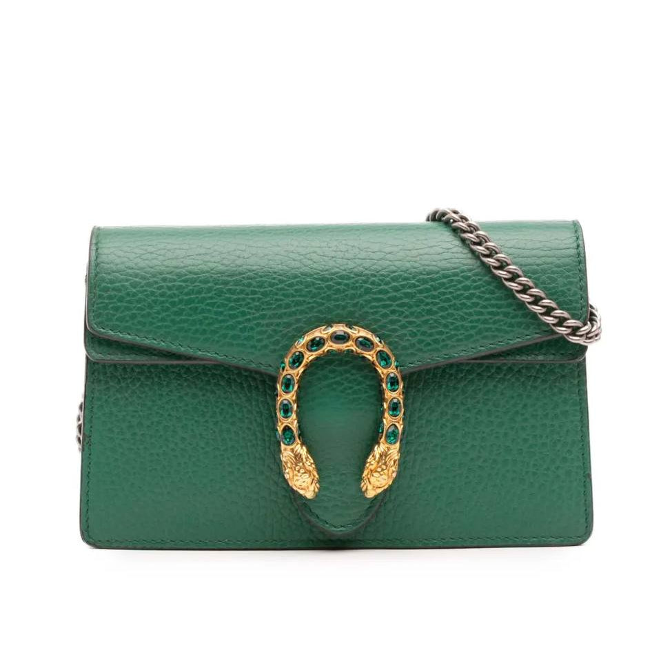 Gucci Dionysus Leather Chain Wallet with Tiger Head Closure
