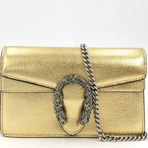 Gucci Dionysus Leather Chain Wallet with Tiger Head Closure