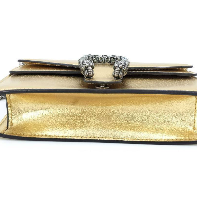 Gucci Dionysus Leather Chain Wallet with Tiger Head Closure