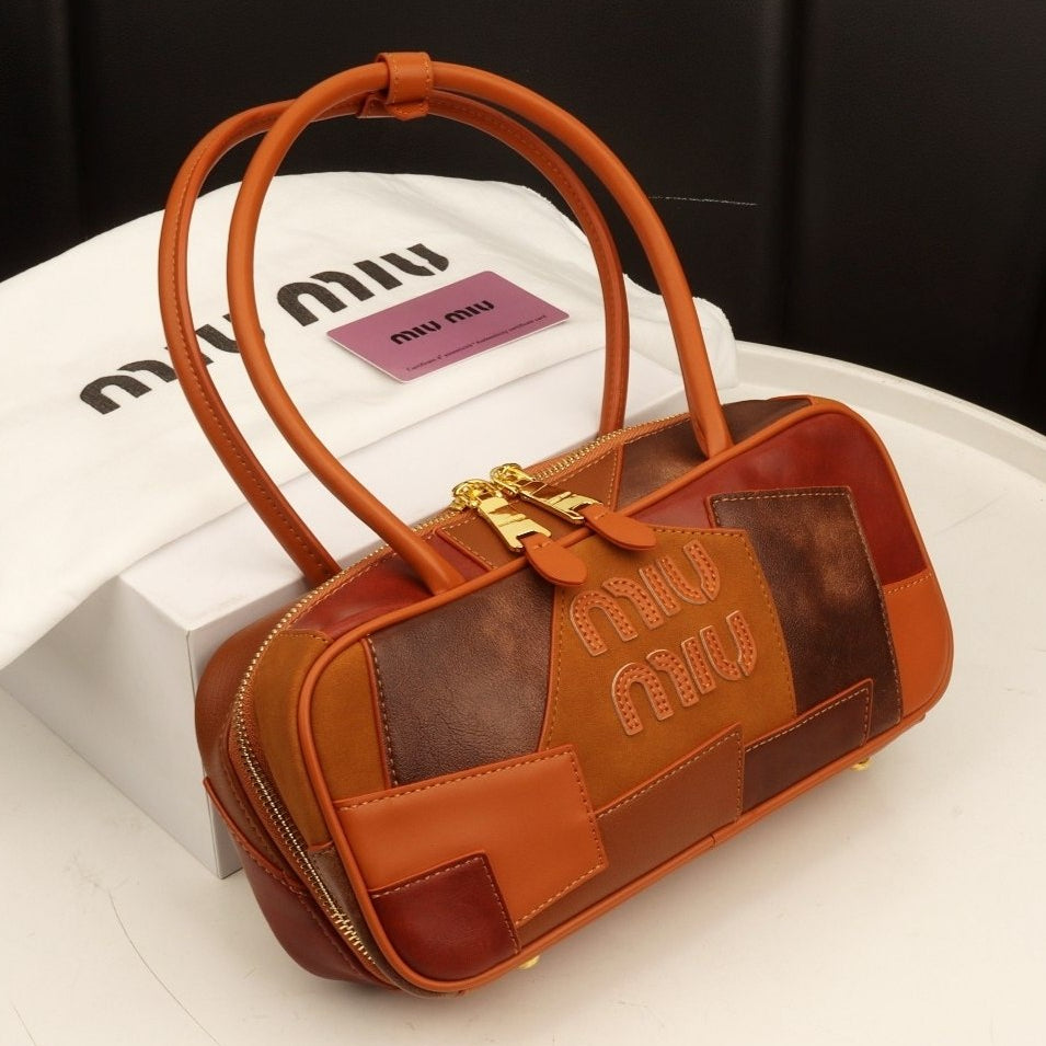 Miu Miu Patchwork Leather Handbag in Warm Earth Tones