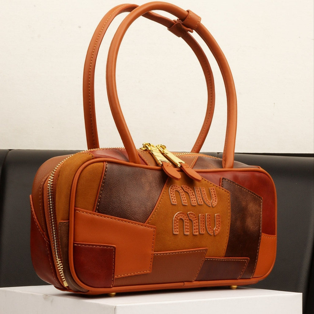 Miu Miu Patchwork Leather Handbag in Warm Earth Tones