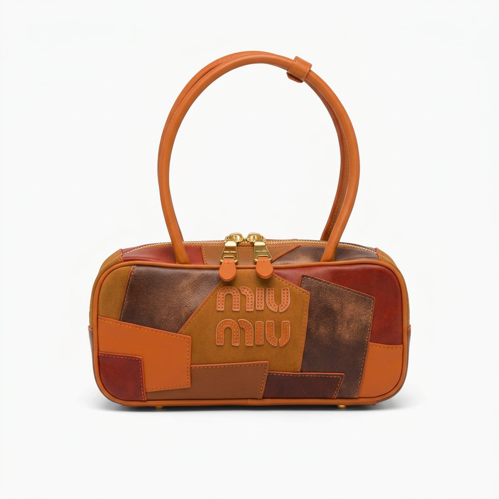 Miu Miu Patchwork Leather Handbag in Warm Earth Tones