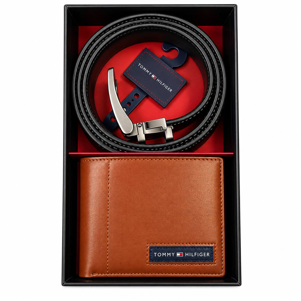 Tommy Hilfiger Signature Wallet and Double Faced Belt Gift Set